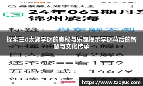 探索三d太湖字谜的奥秘与乐趣揭示字谜背后的智慧与文化传承